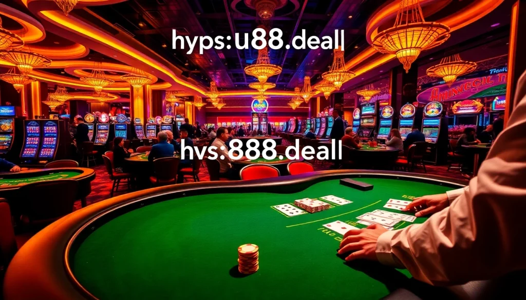 Experience thrill at https://u888.deal/ with players enjoying vibrant casino games under dazzling lights.